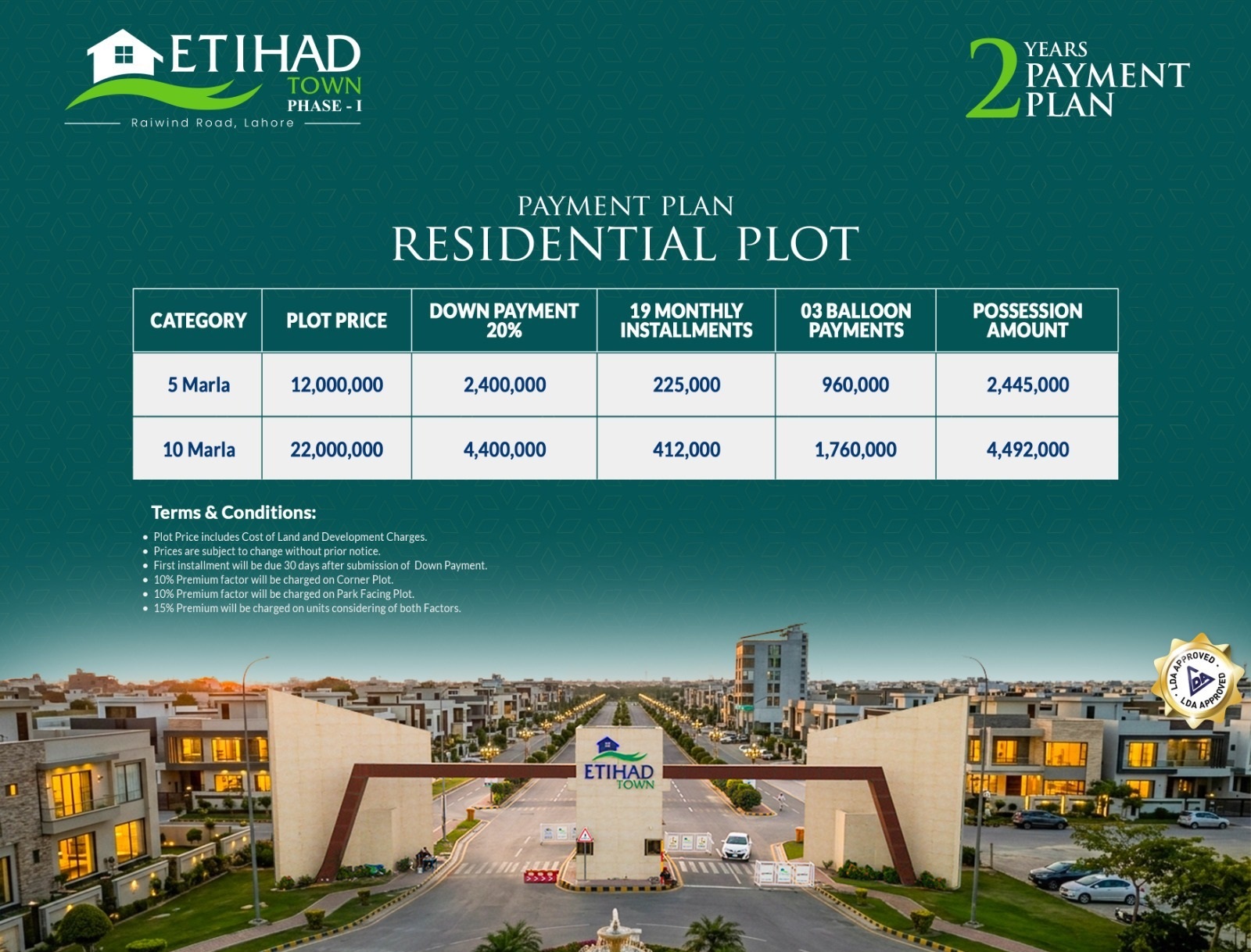 Payment Plan Etihad Town Phase 1